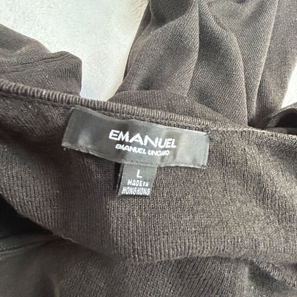 Emanuel Ungaro Womens Long Sleeve V-Neck Shift Dress Large Black Knit Pullover - Picture 3 of 7